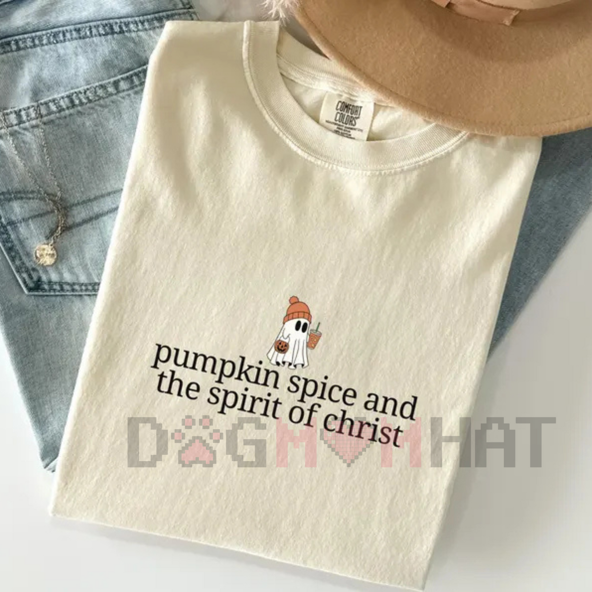 Christian Halloween Shirt – Cute Ghost Pumpkin Spice Coffee, Fall Jesus Tee, Women's Faith Apparel Gift