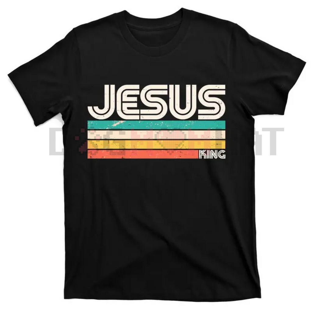 Vintage "Jesus King" T-Shirt – Classic Christian Cotton Menswear Tee, Retro Religious Graphic Shirt