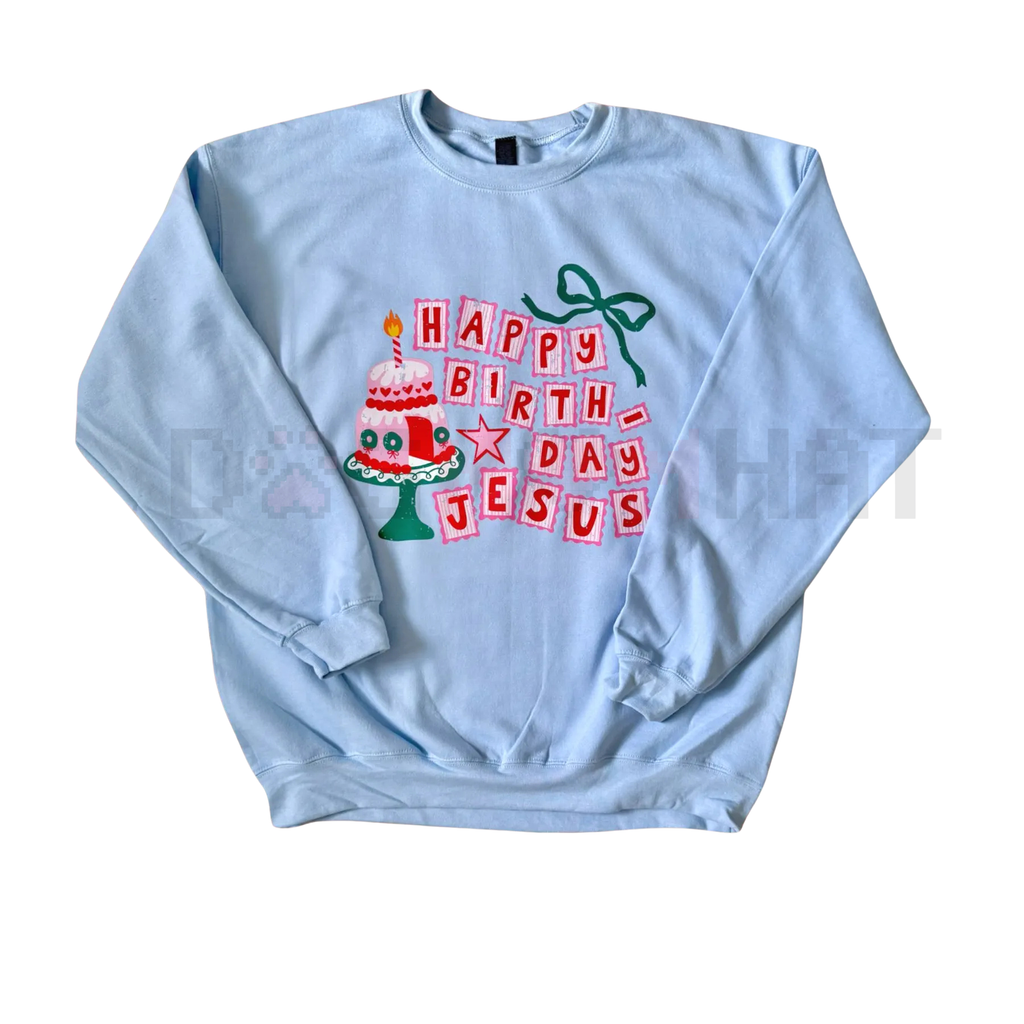 Minimalist "HBD Jesus" Funny Christmas Crewneck – Unisex Sarcastic Holiday Sweatshirt
