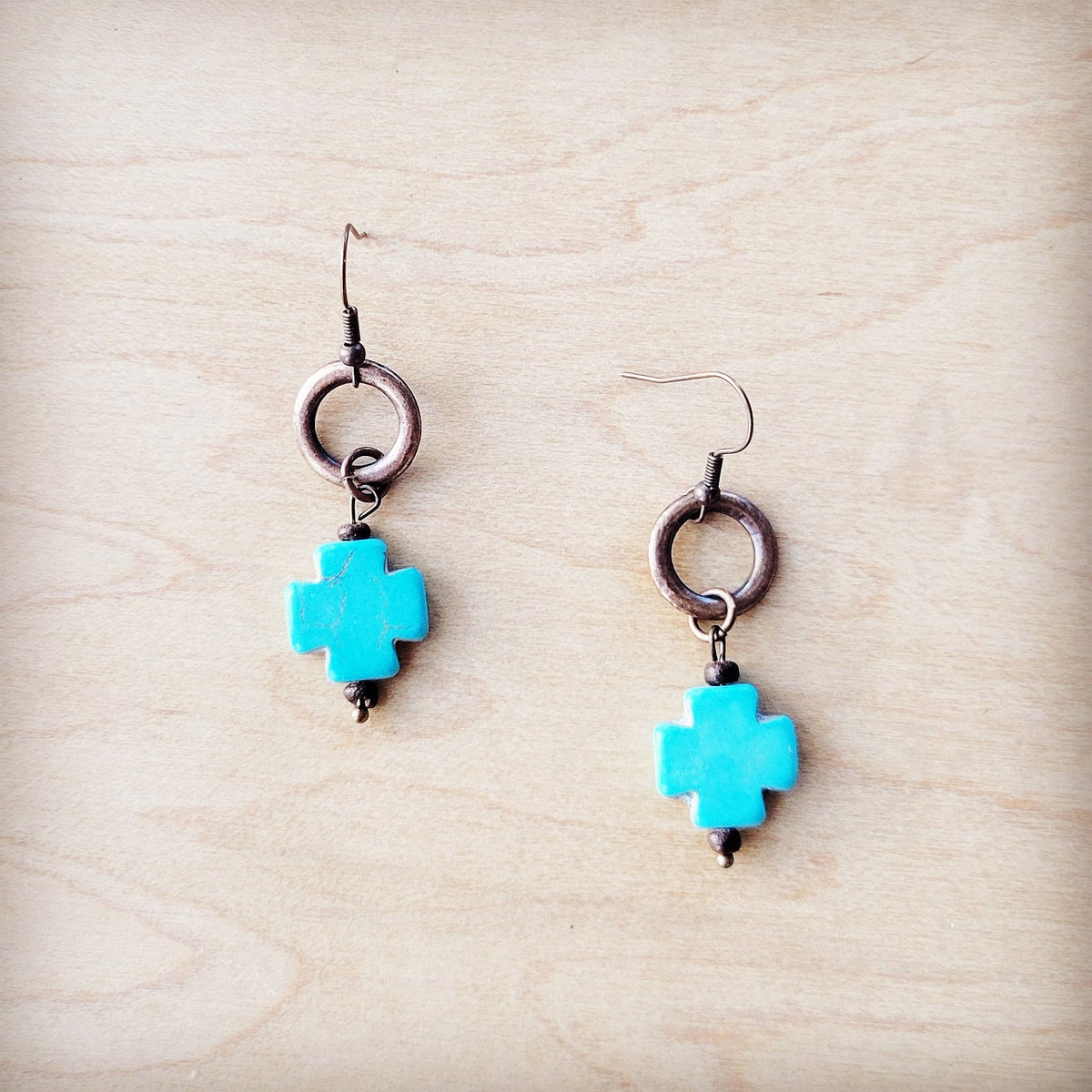 Turquoise Cross Beaded Earring 225u