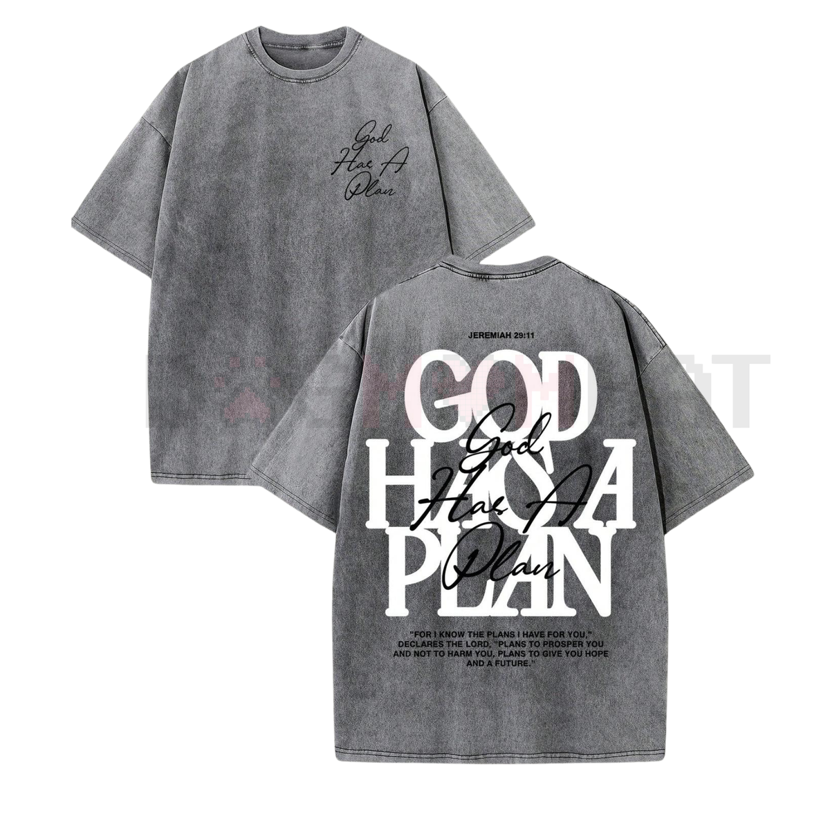Double Sided Retro Washed 'God Has A Plan' Tee