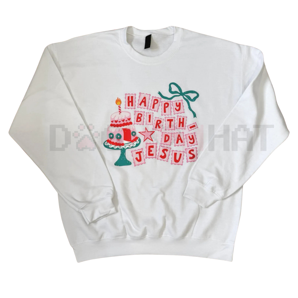 Minimalist "HBD Jesus" Funny Christmas Crewneck – Unisex Sarcastic Holiday Sweatshirt