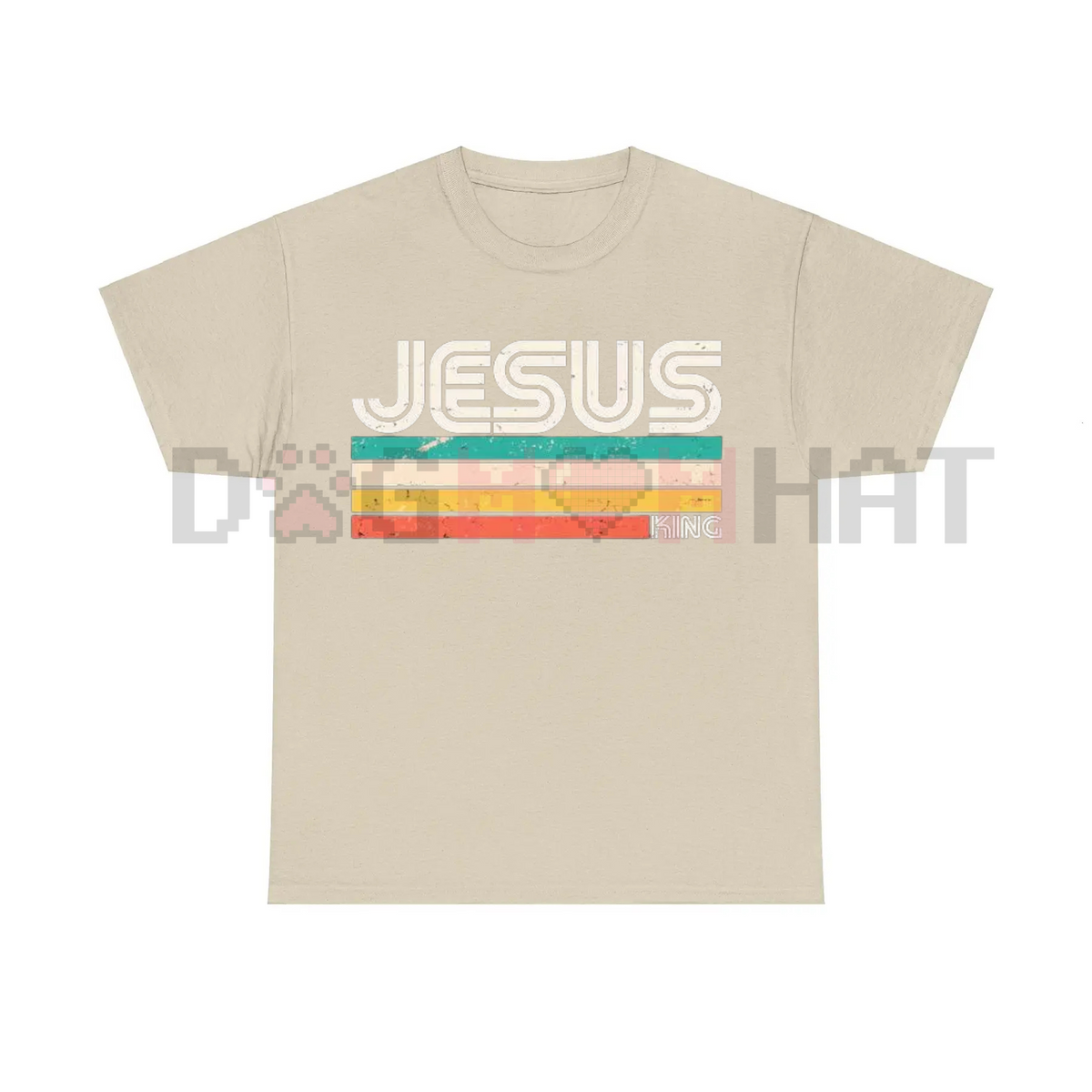 Vintage "Jesus King" T-Shirt – Classic Christian Cotton Menswear Tee, Retro Religious Graphic Shirt