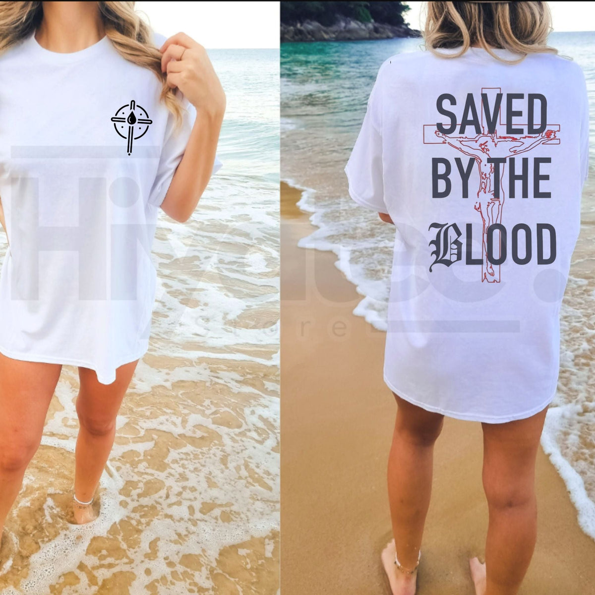 Saved By The Blood Graphic T-Shirt – Men's Breathable Christian Faith Tee