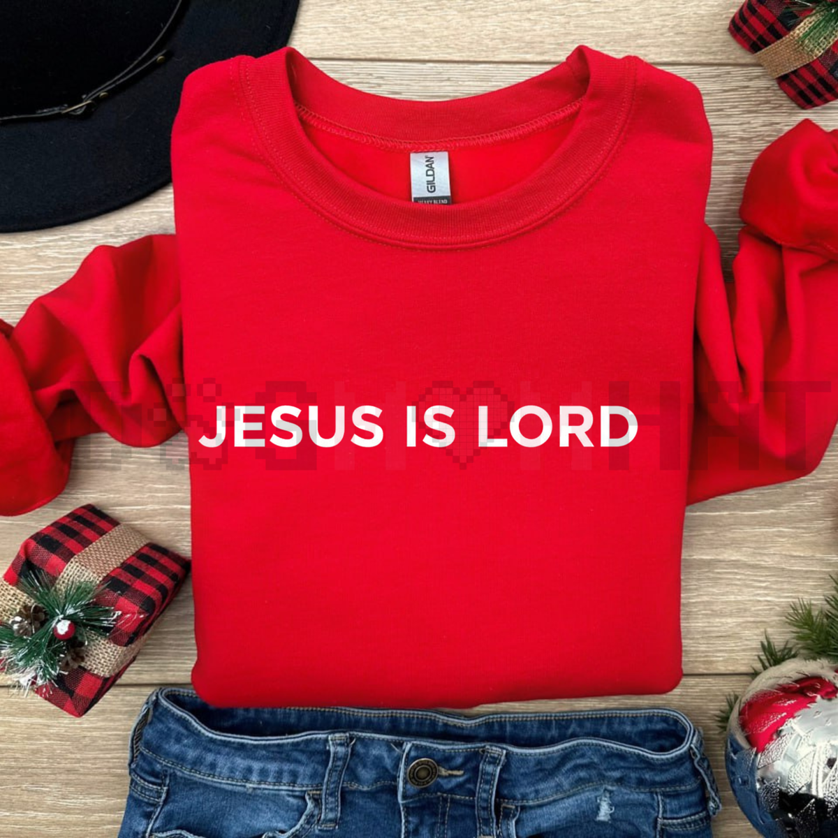 JESUS IS LORD Sweatshirt – Bold Christian Faith Statement Religious Scripture Jumper