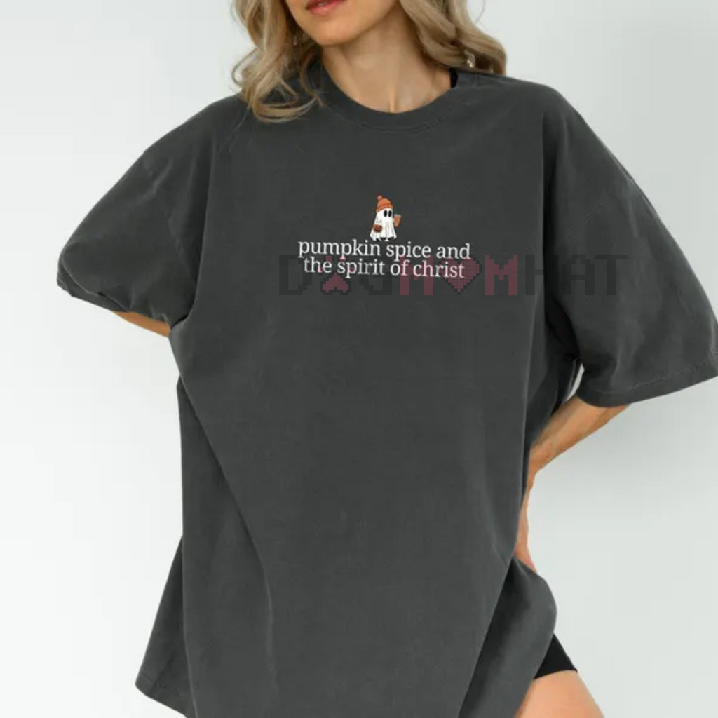 Christian Halloween Shirt – Cute Ghost Pumpkin Spice Coffee, Fall Jesus Tee, Women's Faith Apparel Gift