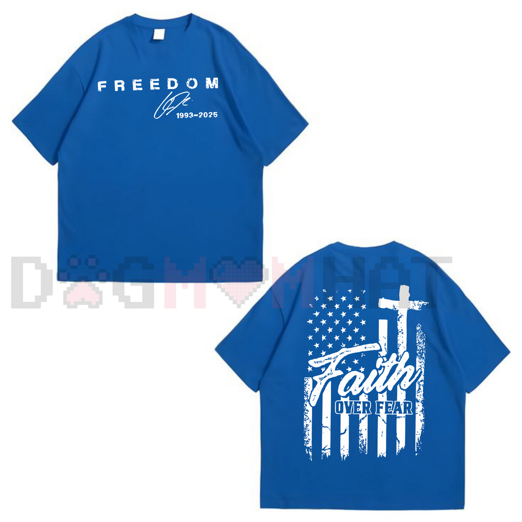 Freedom "Faith Over Fear" T-Shirt – We Wear Red On October, Patriotic American Flag Tee, Gift for Men & Women