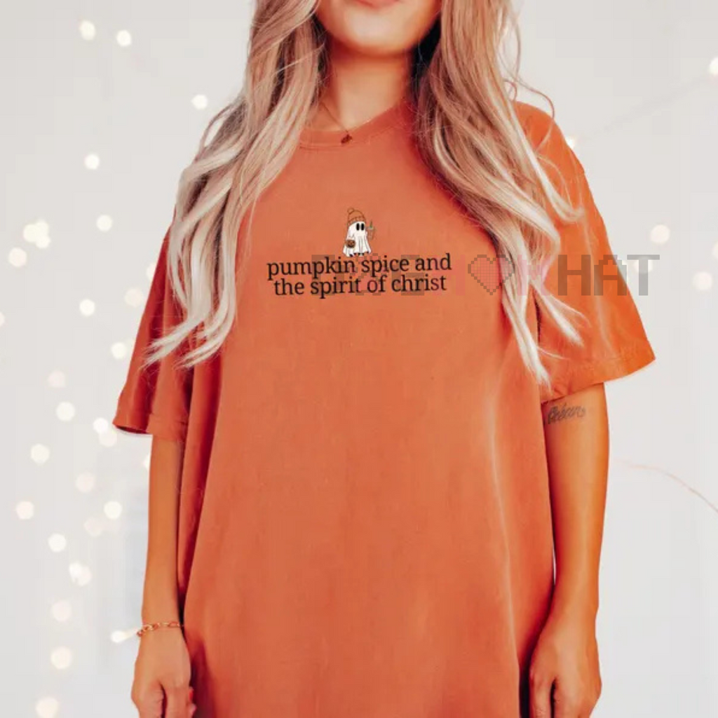 Christian Halloween Shirt – Cute Ghost Pumpkin Spice Coffee, Fall Jesus Tee, Women's Faith Apparel Gift