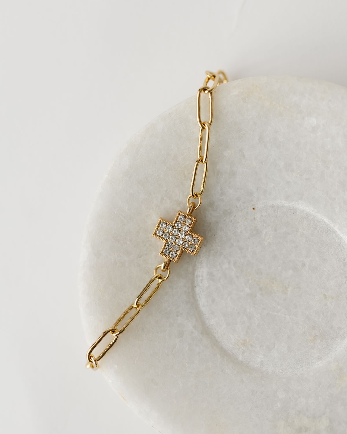 Alexa Paper Clip Bracelet with Cross Charm