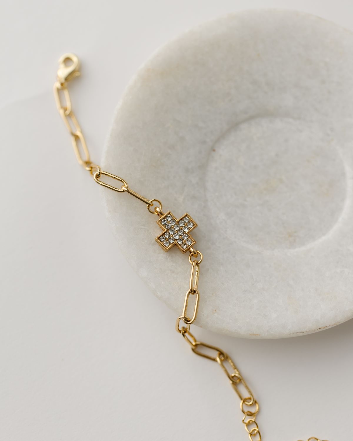 Alexa Paper Clip Bracelet with Cross Charm