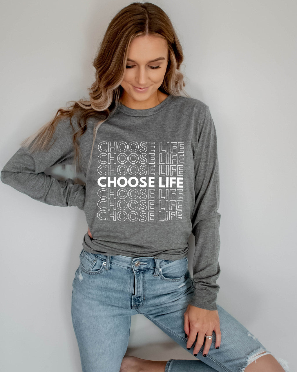 Choose Life Pro Life Long Sleeve T-Shirt (Repeat), Christian Faith Shirt