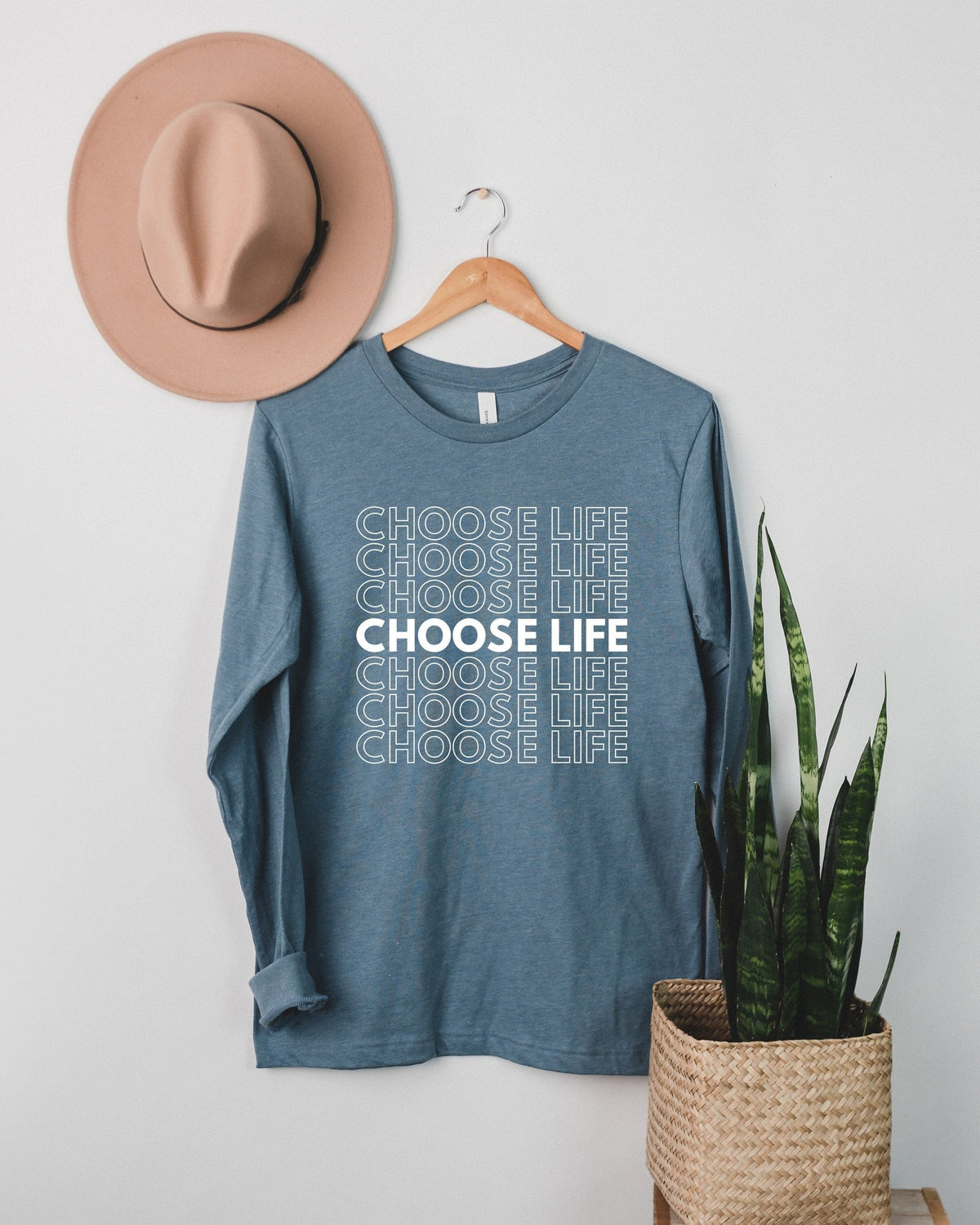 Choose Life Pro Life Long Sleeve T-Shirt (Repeat), Christian Faith Shirt
