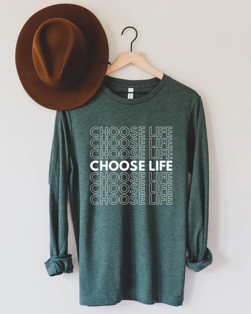 Choose Life Pro Life Long Sleeve T-Shirt (Repeat), Christian Faith Shirt