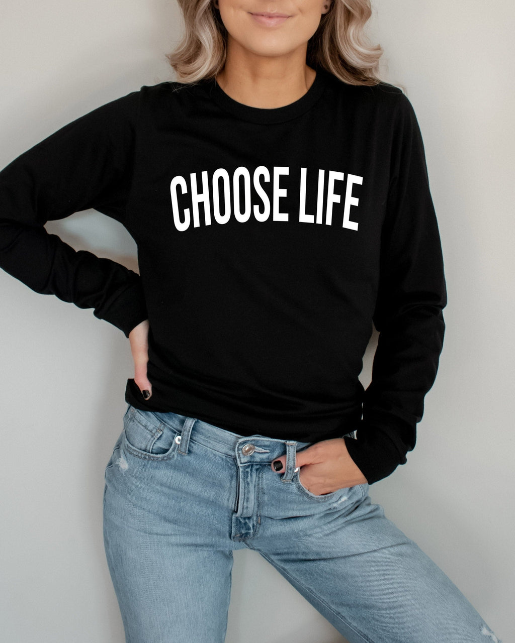 Choose Life Pro Life Long Sleeve T-Shirt (Block), Christian Faith Shirt