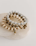 Elirose Paper Bead Bracelet Set - Silver Plated Cross