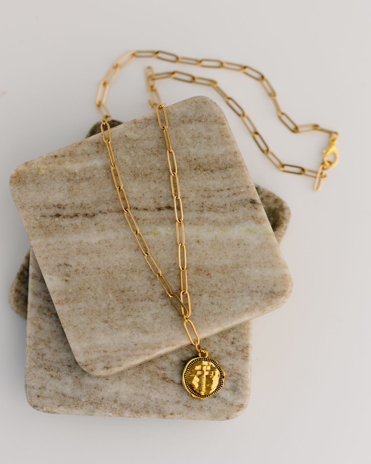 Eternal Hope Paper Clip Necklace with Cross Charm