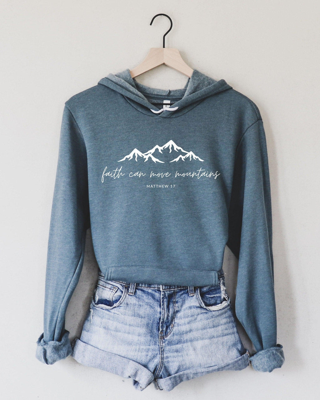 Faith Can Move Mountains Christian Sponge Fleece Hoodie, Bible Verse Gift