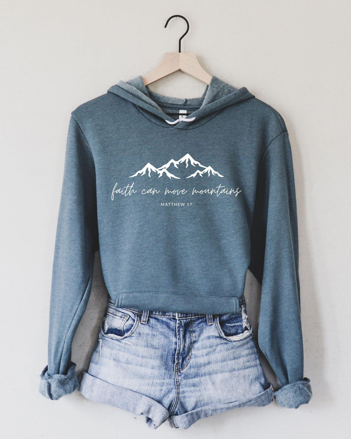Faith Can Move Mountains Christian Sponge Fleece Hoodie, Bible Verse Gift