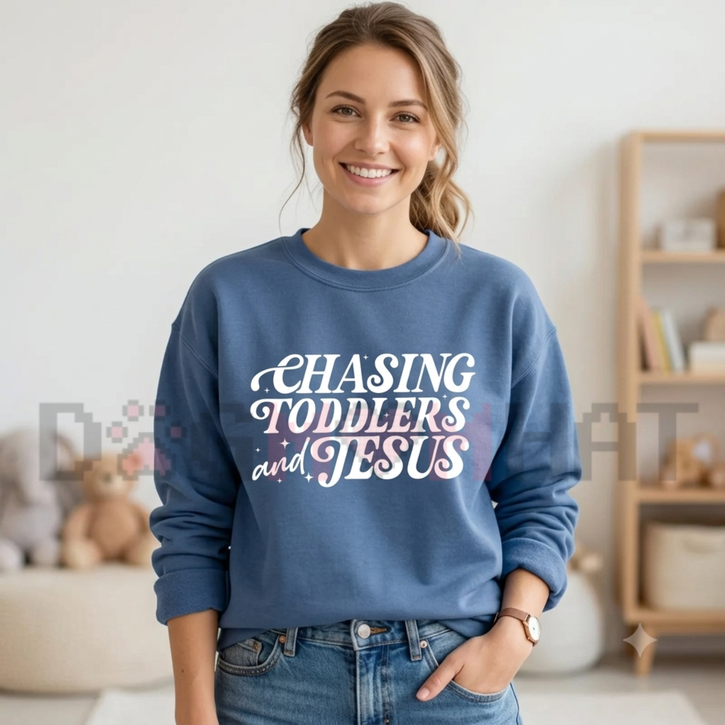 Christian Mom "Chasing Jesus And Toddlers" Fleece Sweatshirt