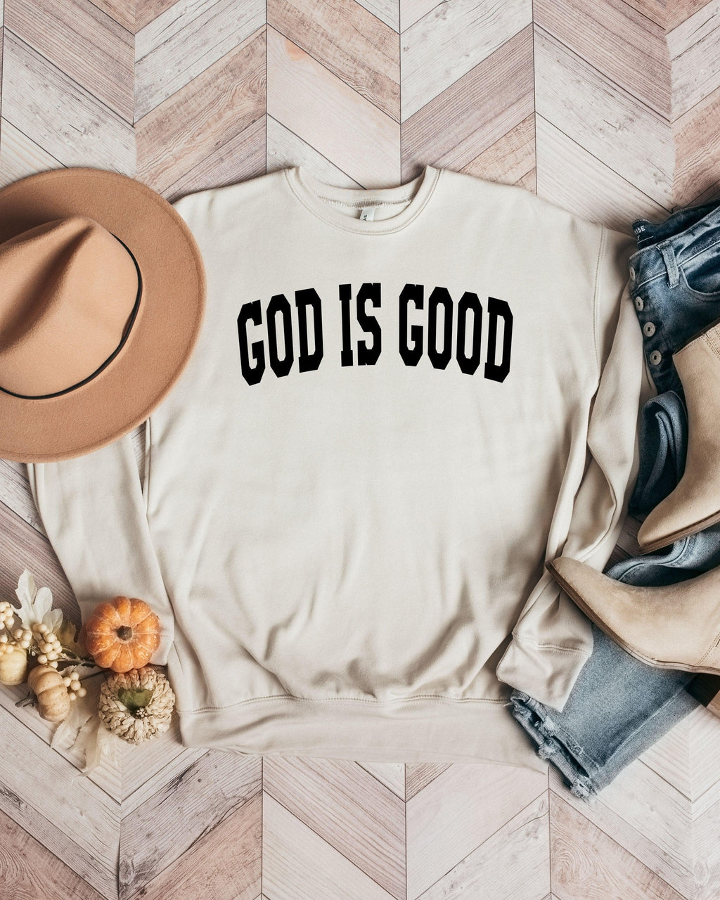 God Is Good Christian Sponge Fleece Crewneck Sweatshirt, Bible Faith Gift