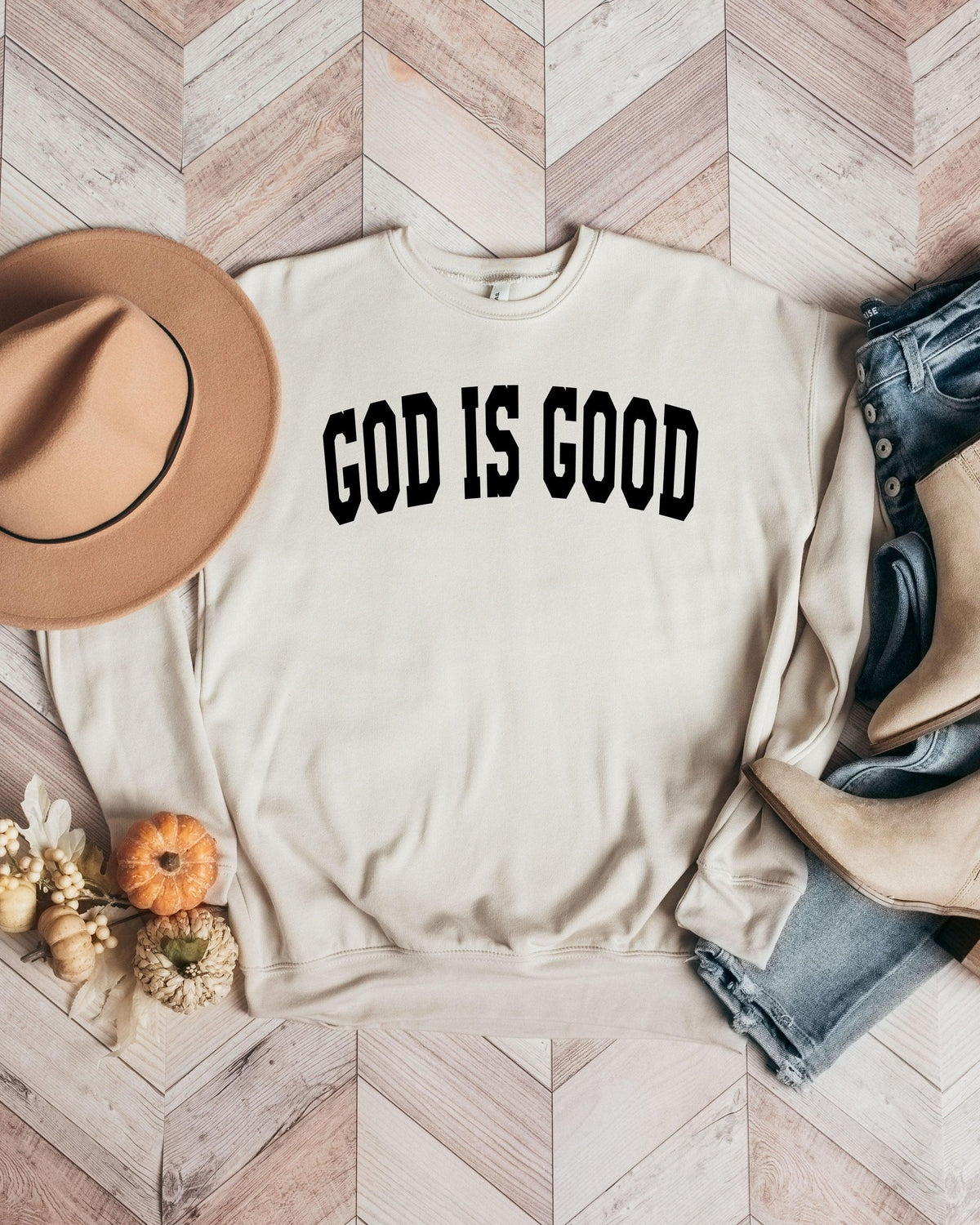 God Is Good Christian Sponge Fleece Crewneck Sweatshirt, Bible Faith Gift