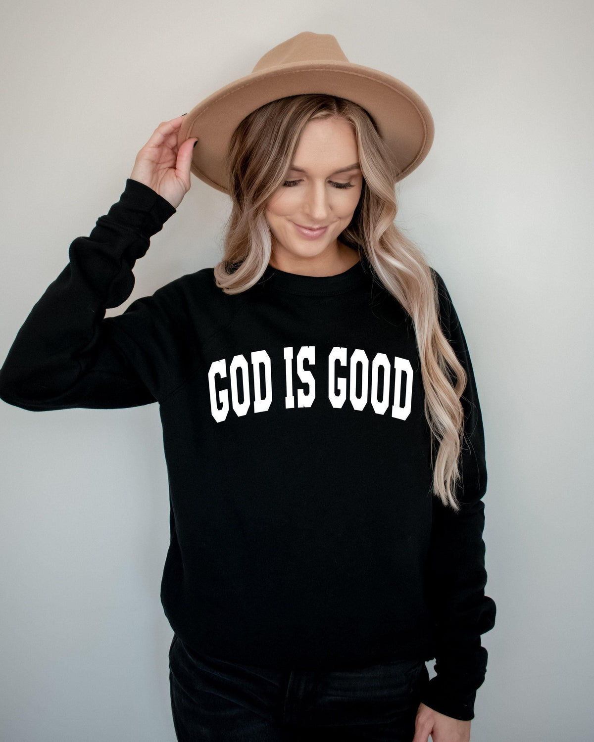 God Is Good Christian Sponge Fleece Crewneck Sweatshirt, Bible Faith Gift