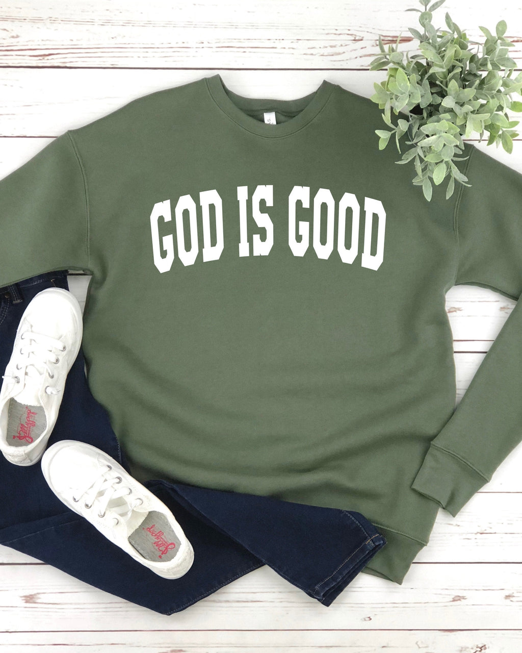 God Is Good Christian Sponge Fleece Crewneck Sweatshirt, Bible Faith Gift