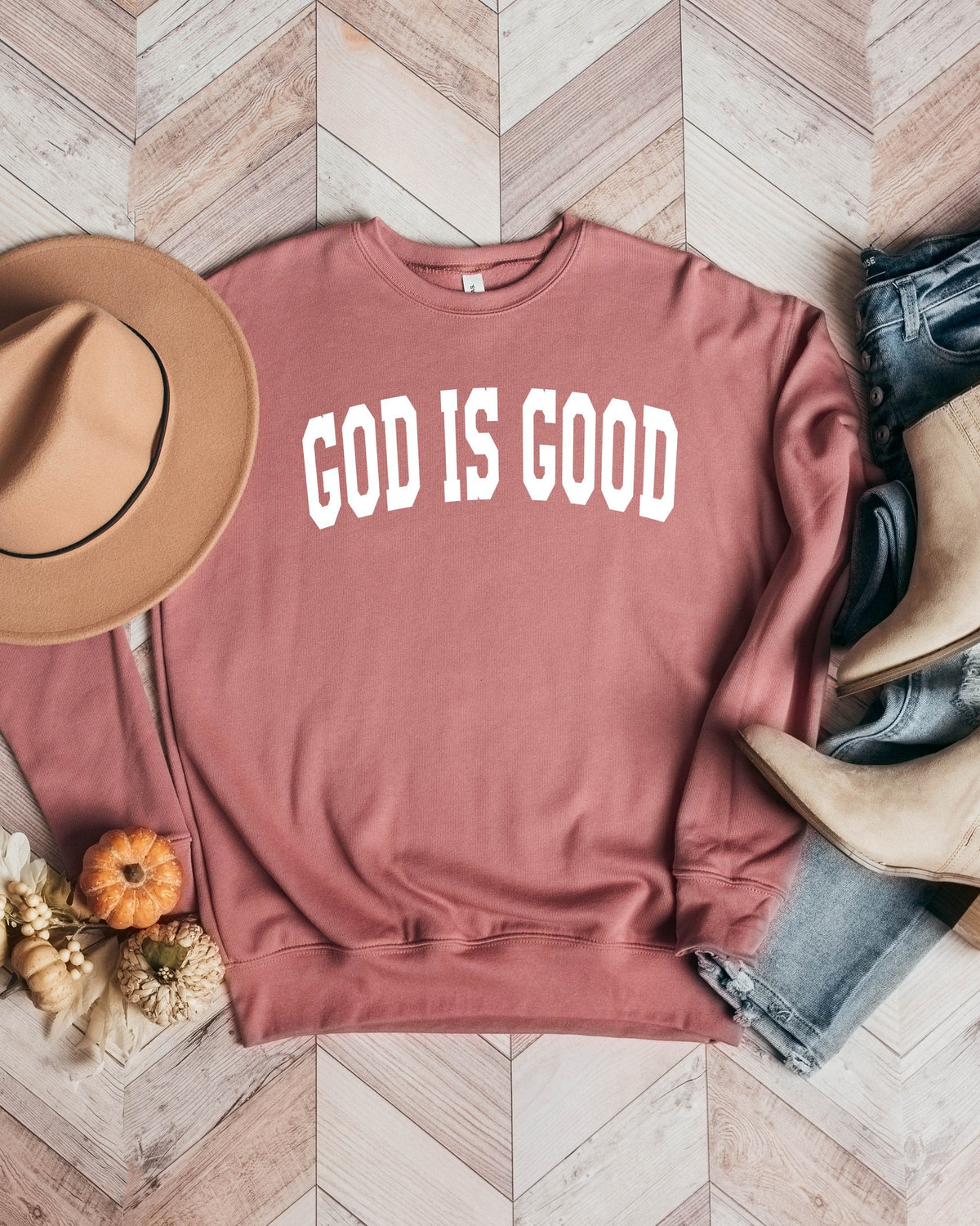 God Is Good Christian Sponge Fleece Crewneck Sweatshirt, Bible Faith Gift