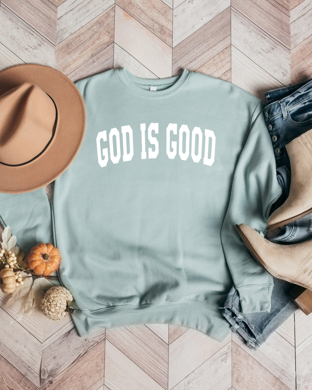 God Is Good Christian Sponge Fleece Crewneck Sweatshirt, Bible Faith Gift