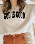 God Is Good Christian Sponge Fleece Crewneck Sweatshirt, Bible Faith Gift