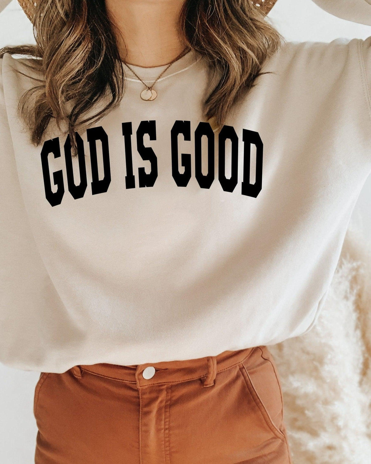 God Is Good Christian Sponge Fleece Crewneck Sweatshirt, Bible Faith Gift