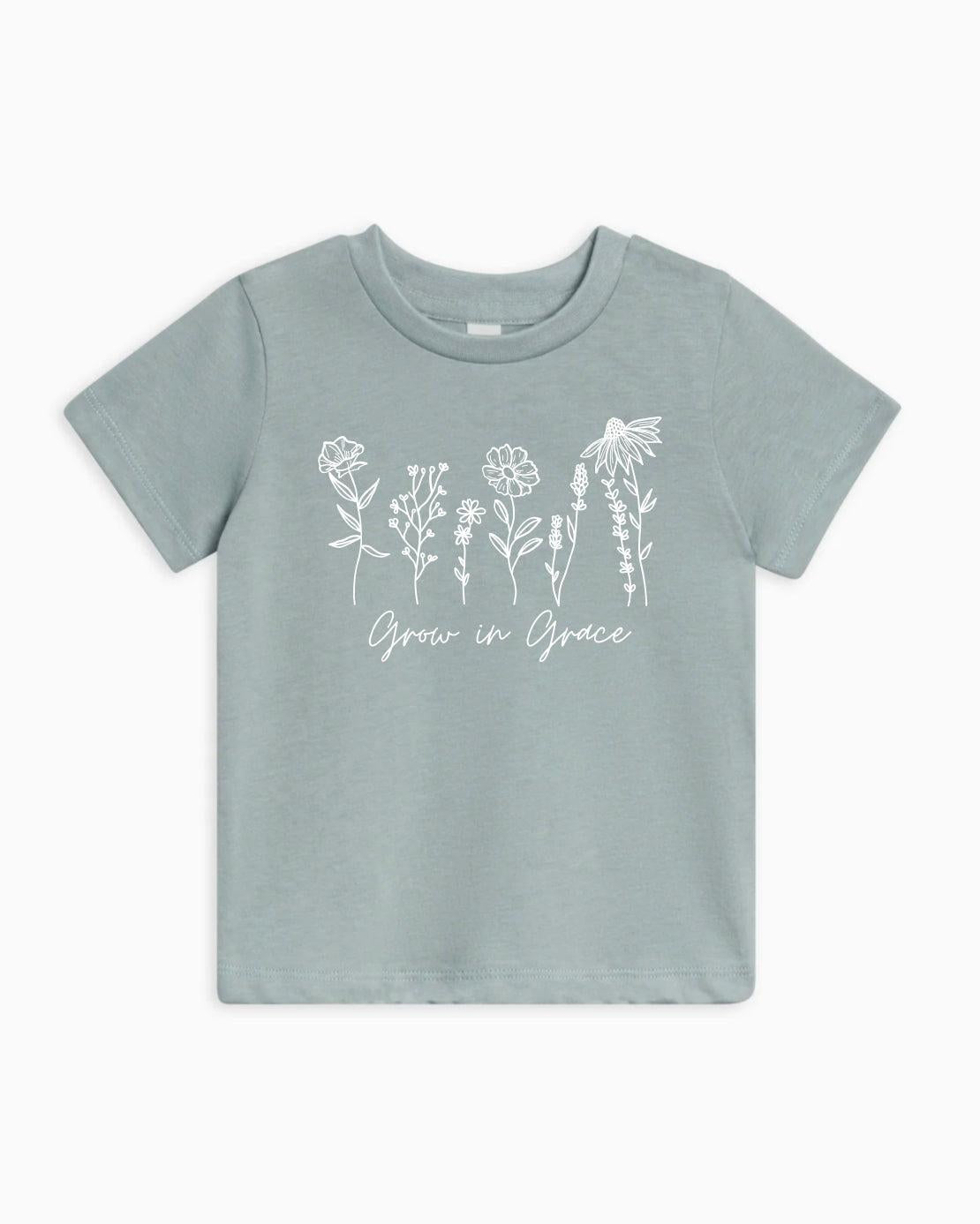 Grow In Grace Wildflowers Organic Cotton Baby and Kids Tee, Easter Christian Shirt