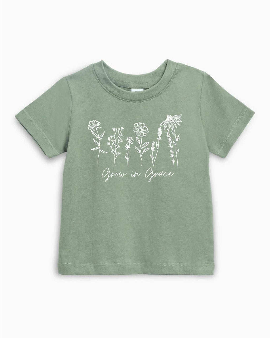Grow In Grace Wildflowers Organic Cotton Baby and Kids Tee, Easter Christian Shirt