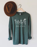 Grow In Grace Christian Botanical Long Sleeve Shirt, Bible Verse Faith Gift