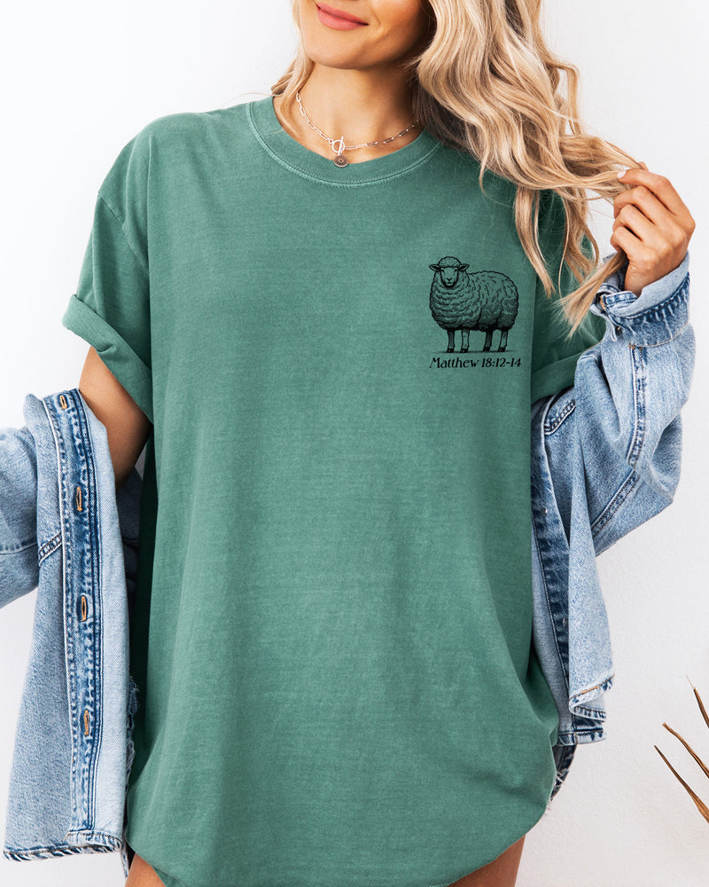 He Left The 99 To Find Me Christian Garment-Dyed T-Shirt, Lost Sheep Faith Gift
