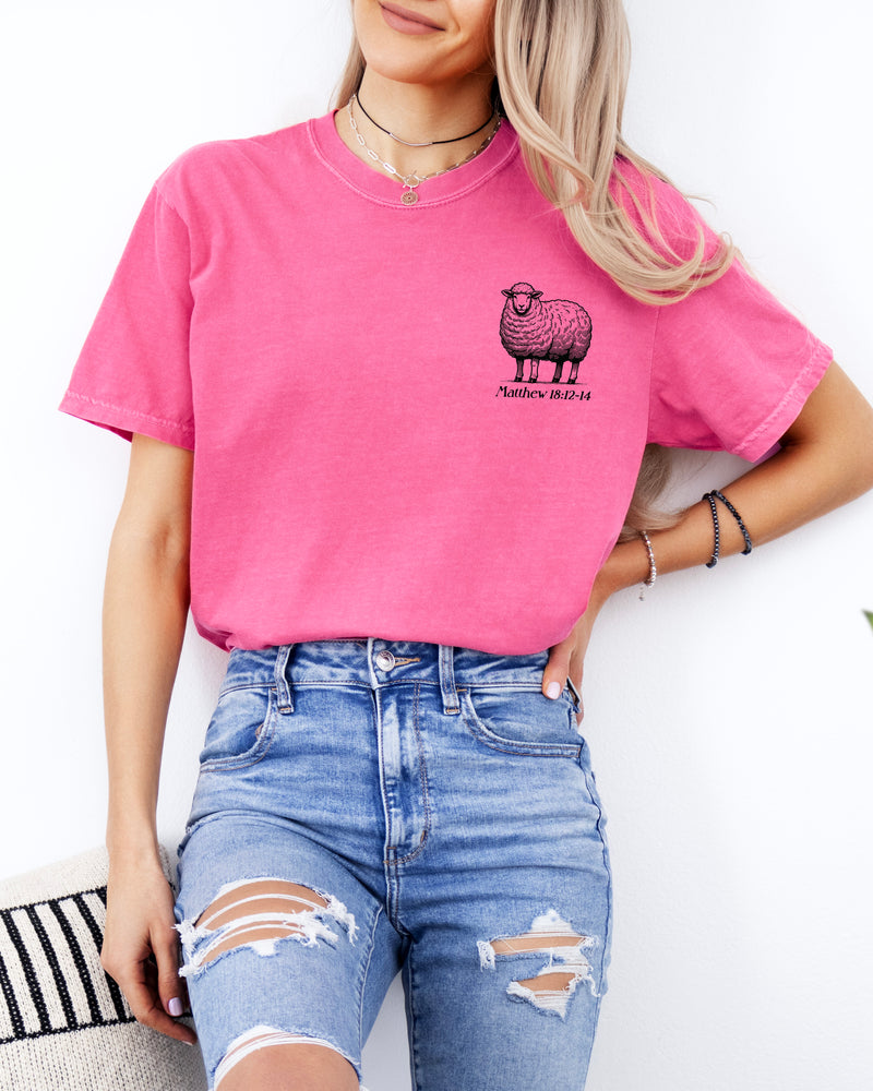 He Left The 99 To Find Me Christian Garment-Dyed T-Shirt, Lost Sheep Faith Gift