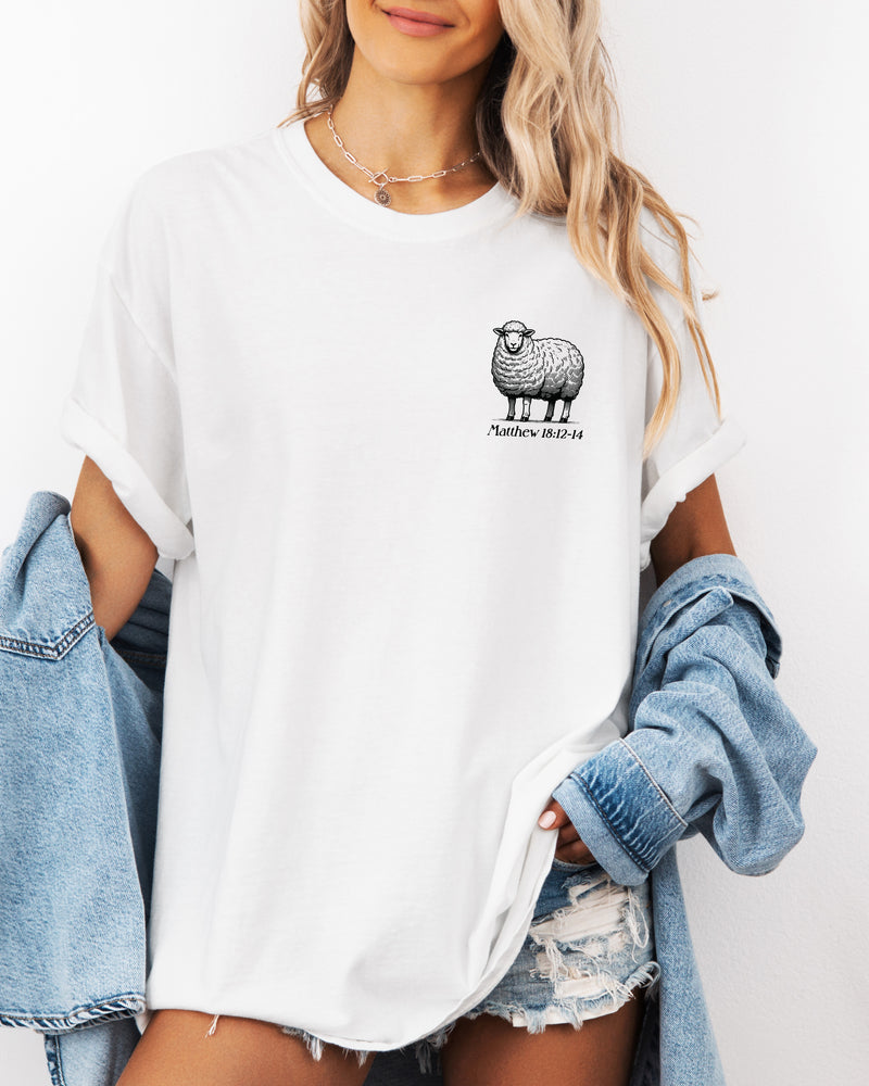 He Left The 99 To Find Me Christian Garment-Dyed T-Shirt, Lost Sheep Faith Gift