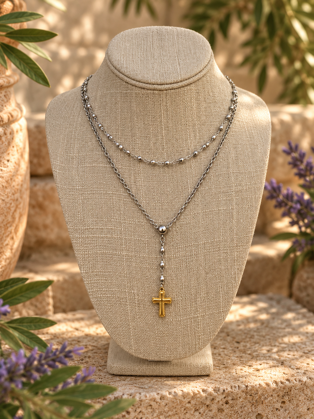 CROSS LARIAT NECKLACE