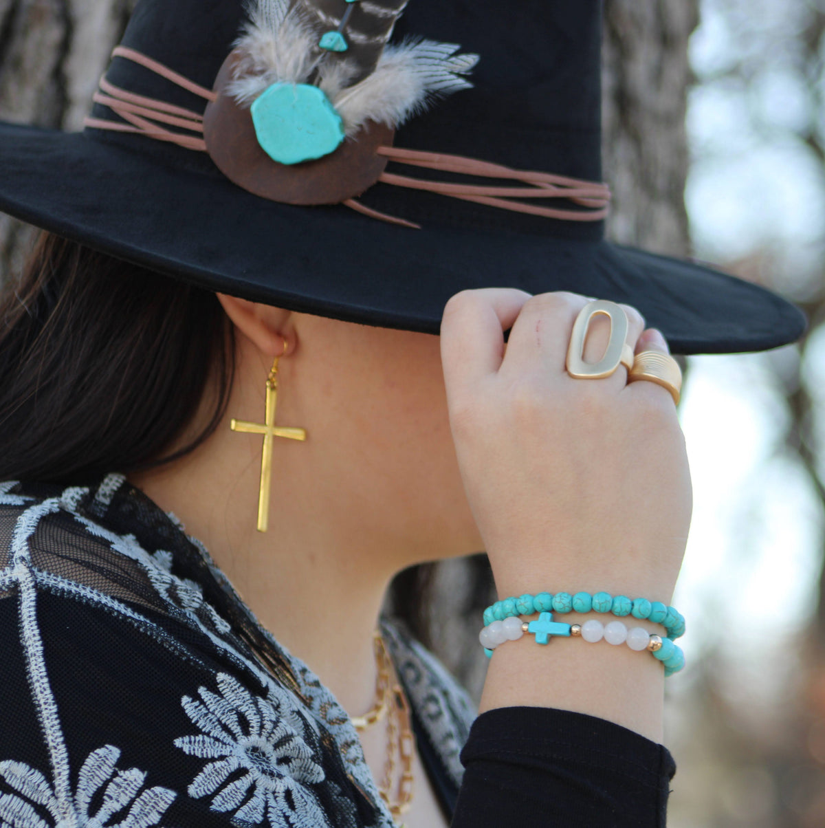 Gold Cross Earrings 211o