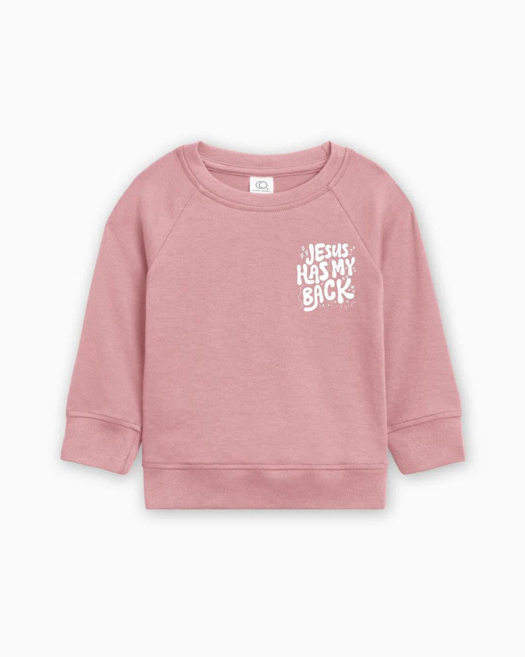 Jesus Has My Back Christian Organic Cotton Toddler Kids Pullover, Faith Sweatshirt