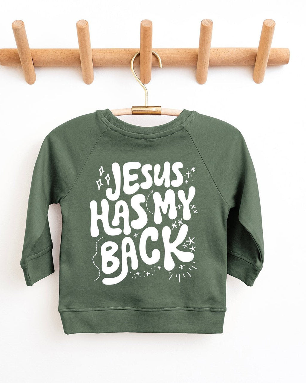 Jesus Has My Back Christian Organic Cotton Toddler Kids Pullover, Faith Sweatshirt