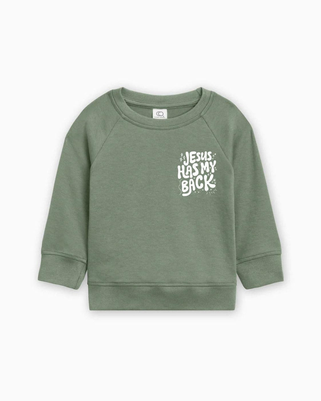 Jesus Has My Back Christian Organic Cotton Toddler Kids Pullover, Faith Sweatshirt