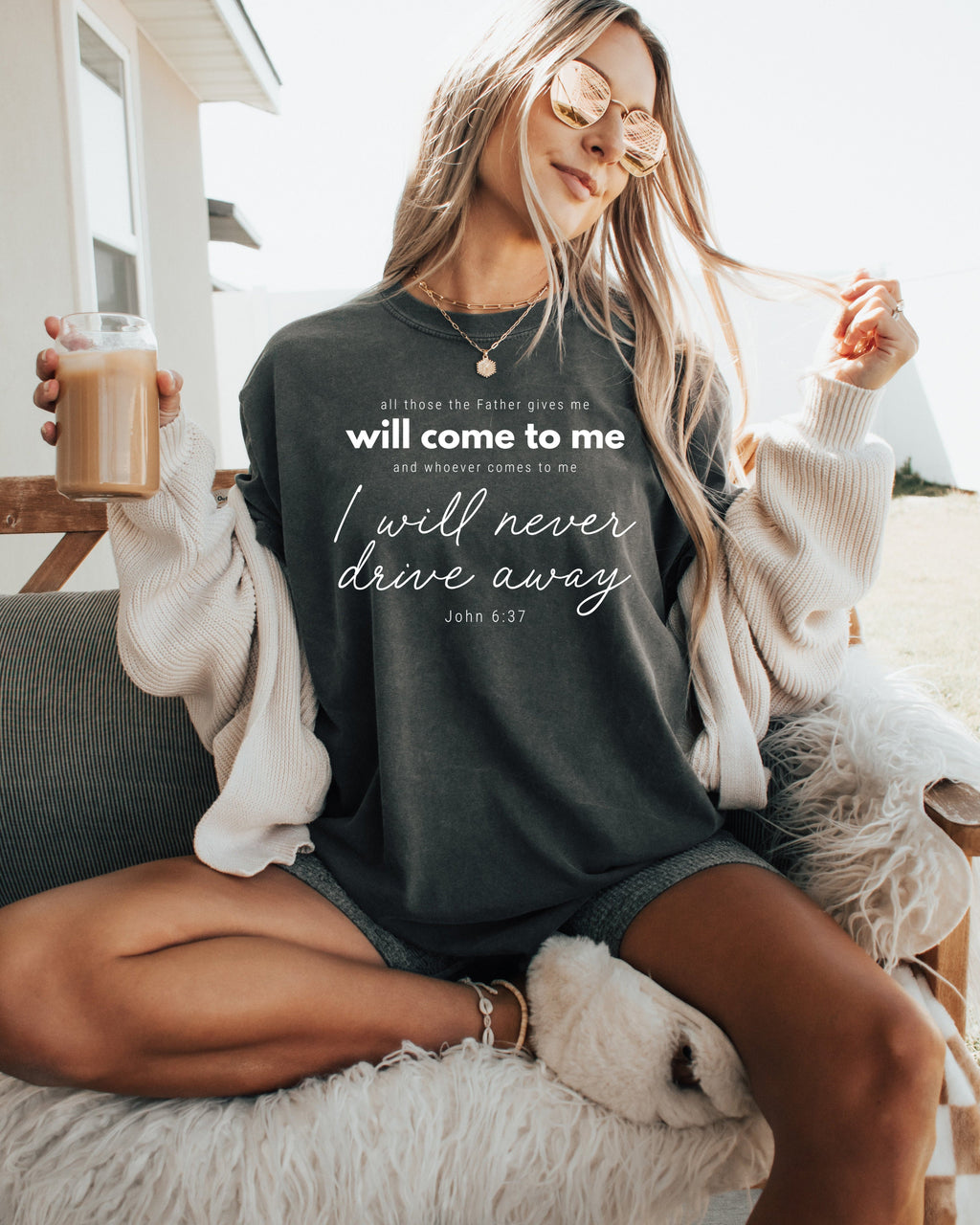 John 6:37 Christian Comfort Colors T-Shirt, All Those The Father Gives Me Bible Gift