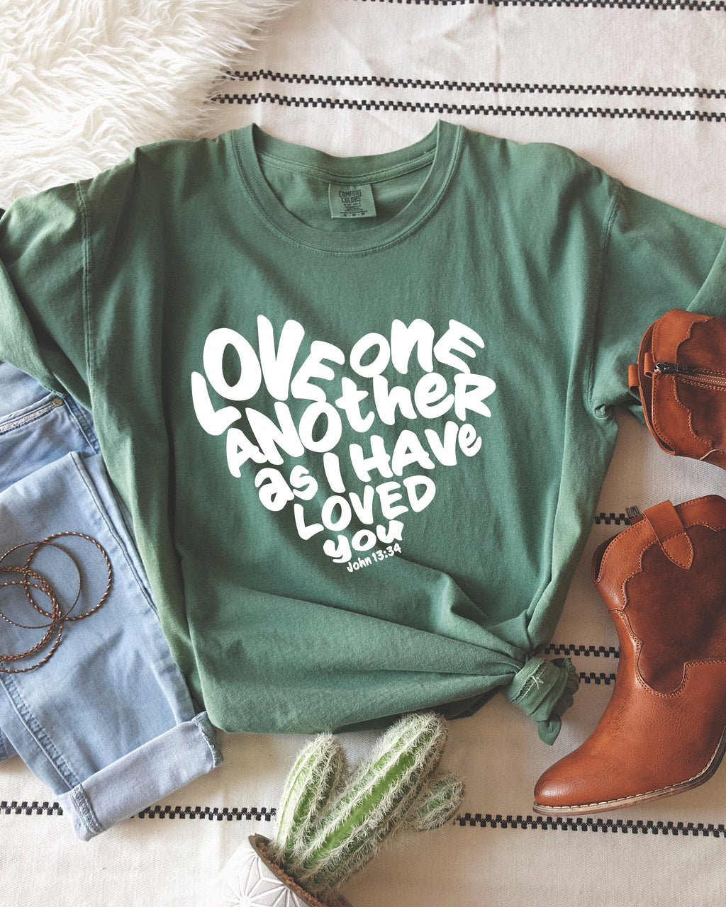 Love One Another Christian Comfort Colors T-Shirt, Bible Faith Gift