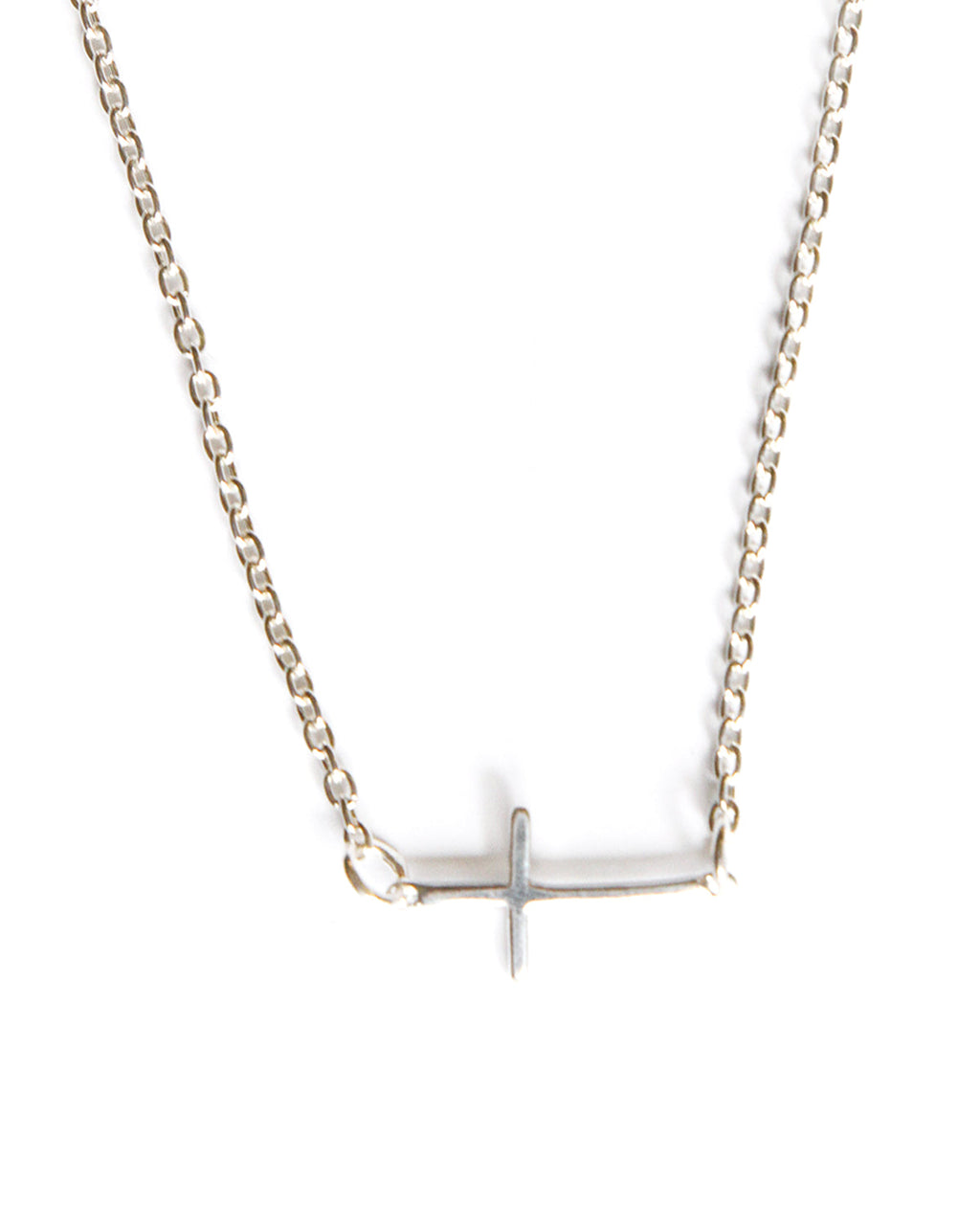 Marie Silver Plated Necklace with Sterling Silver Cross Charm