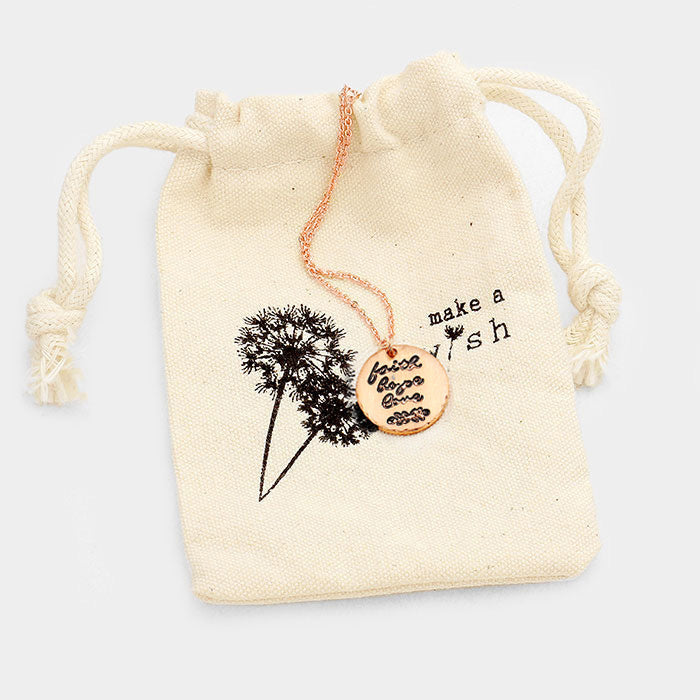 Faith Hope Love _ Disc Pendant Necklace Gift Bag Set