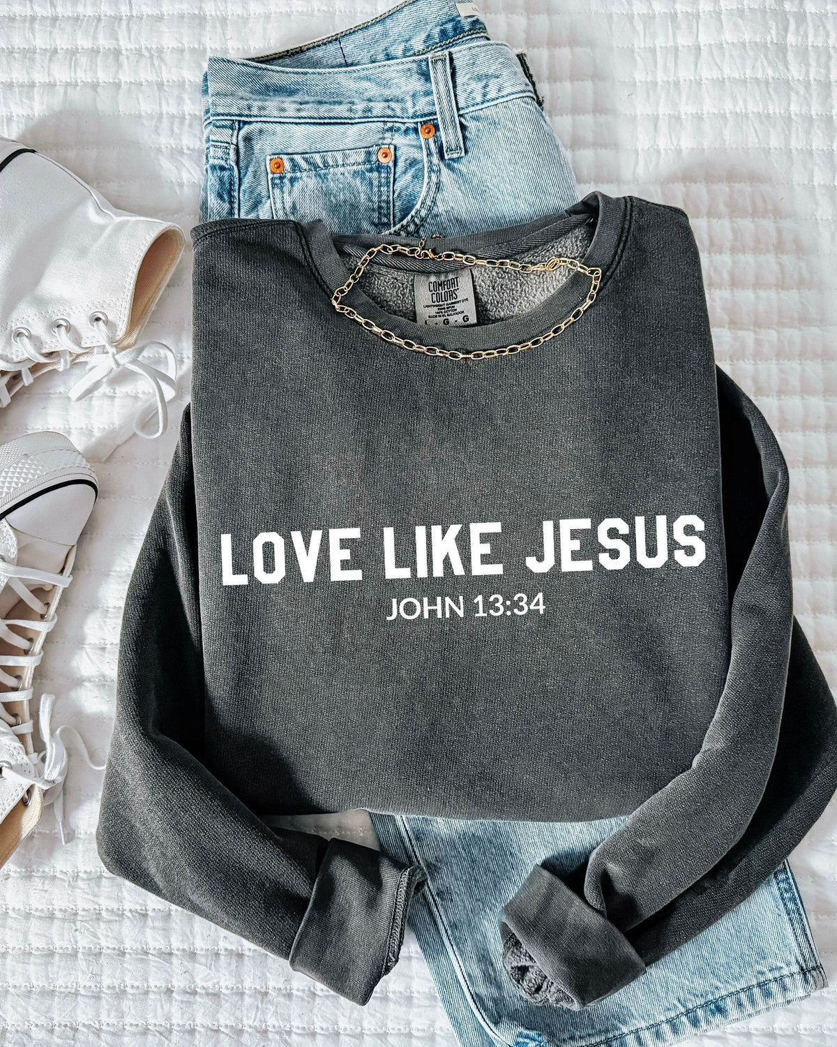 Love Like Jesus Christian Comfort Colors Sweatshirt, Bible Faith Gift