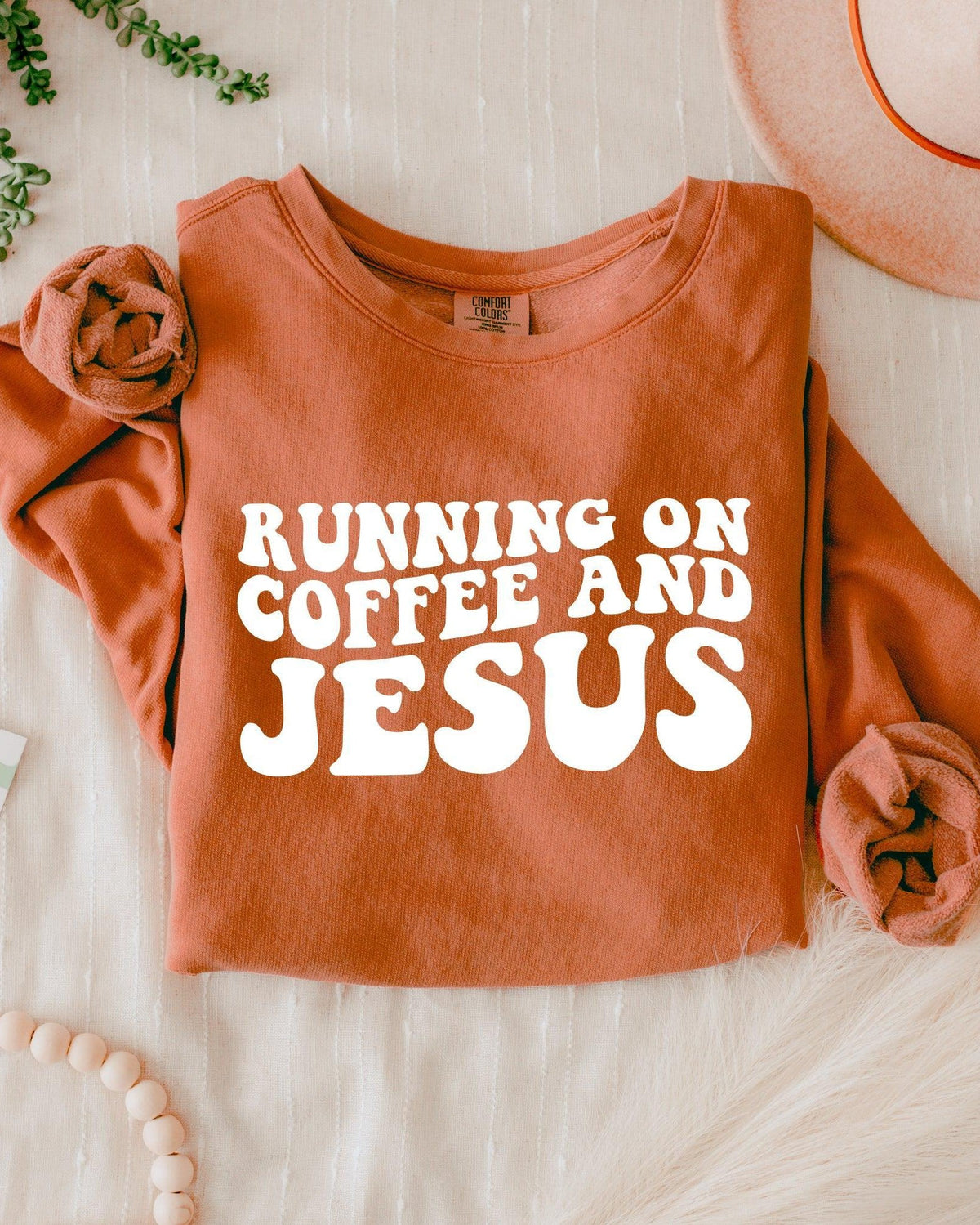 Running On Coffee and Jesus Christian Comfort Colors Sweatshirt, Faith Gift