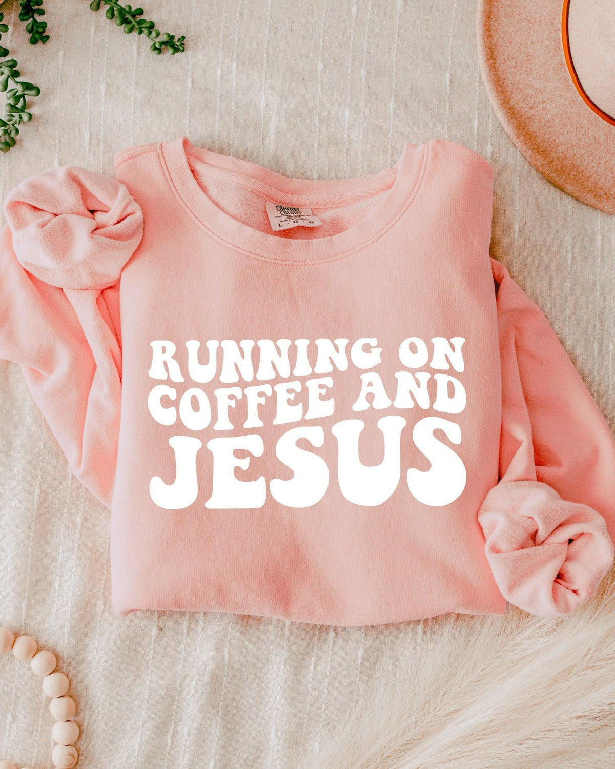 Running On Coffee and Jesus Christian Comfort Colors Sweatshirt, Faith Gift