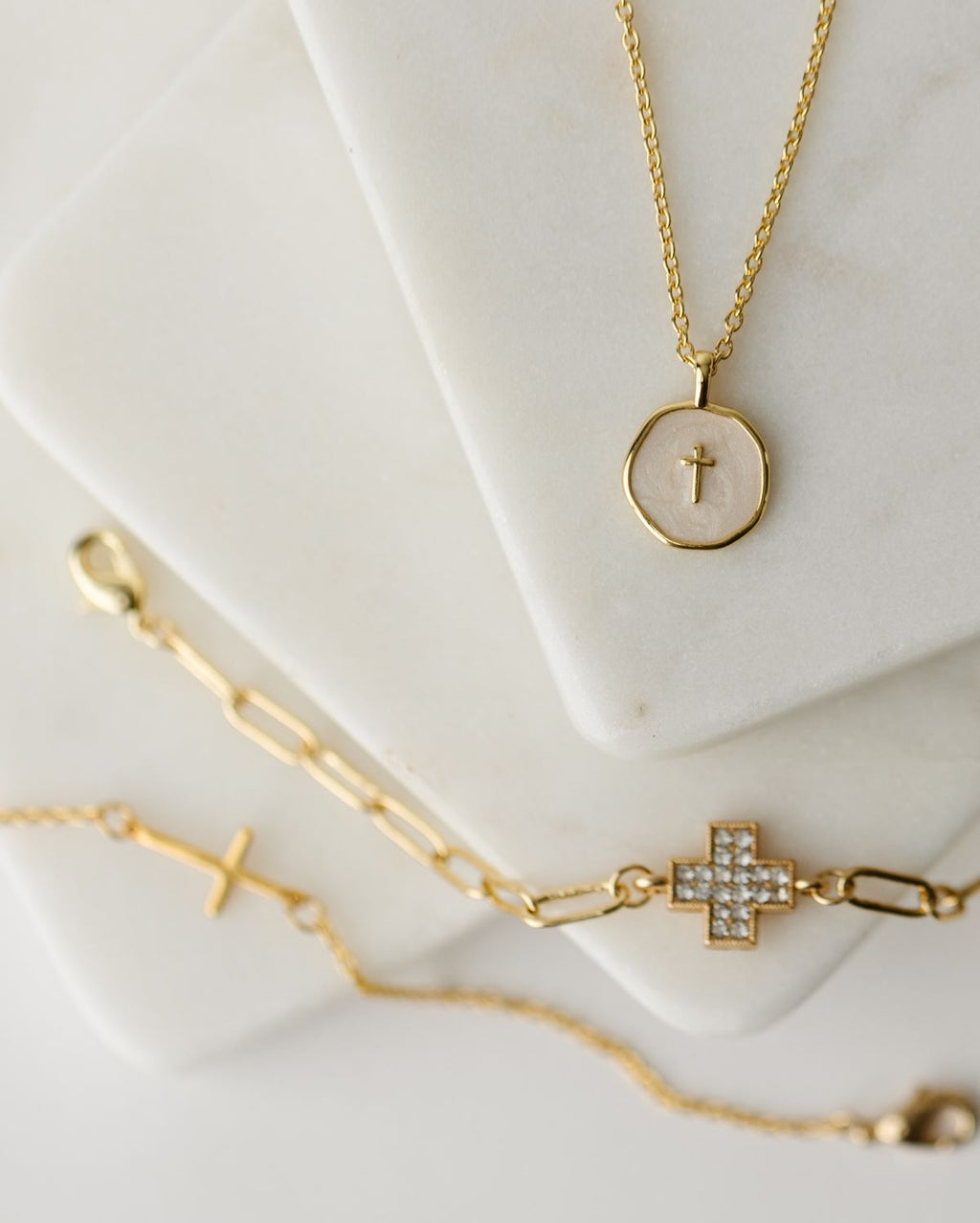 Alexa Paper Clip Bracelet with Cross Charm